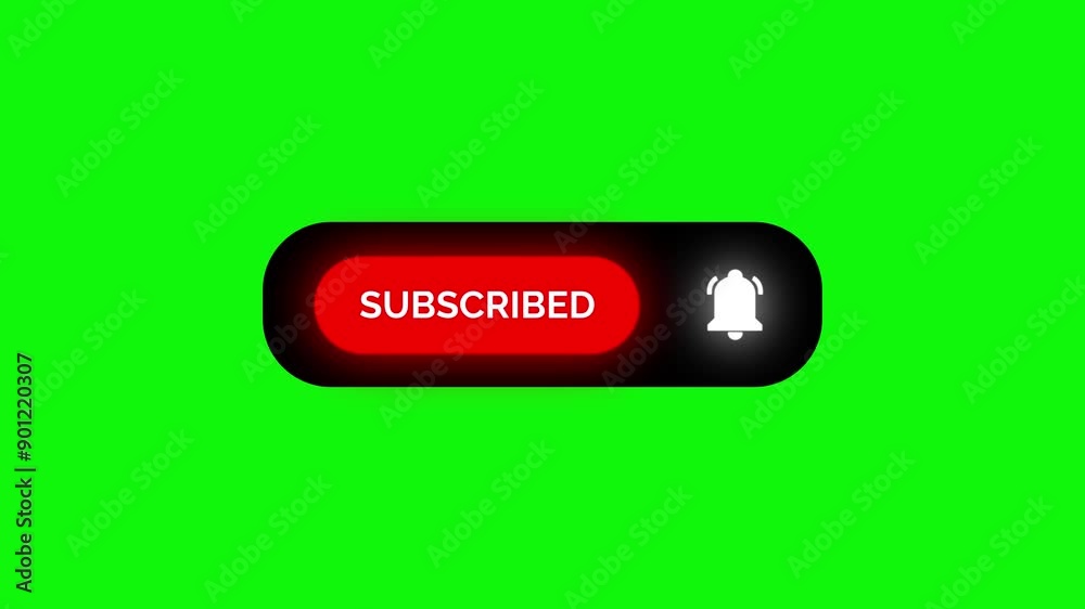 Wall mural subscribe and reminder button animation, subscribing animation, animated subscribe button on green s