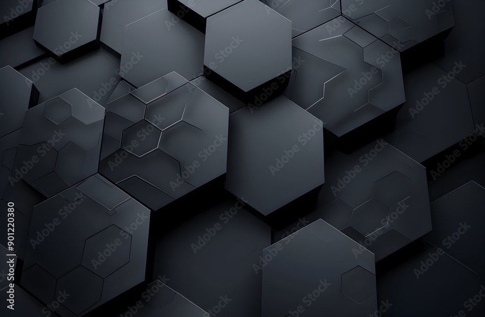Poster dark grey background with hexagonal grid pattern for technology or car theme design, high resolution