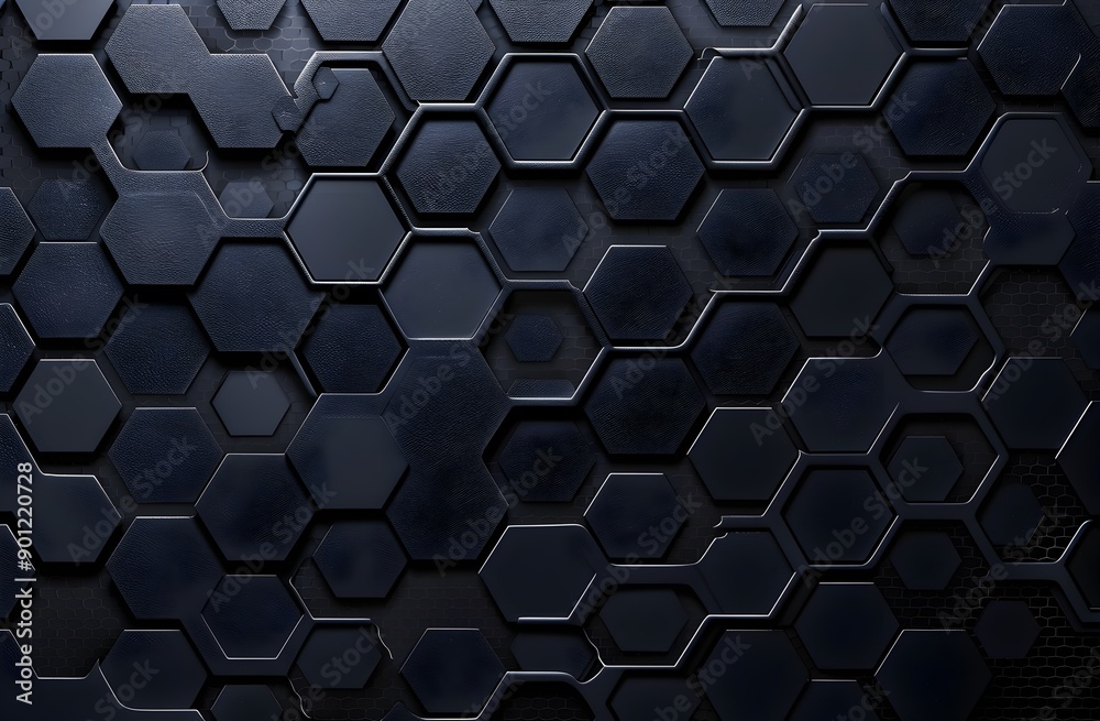 Poster dark grey background with hexagonal grid pattern for technology or car theme design, high resolution