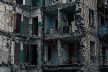 destroyed building in a city lost in the war in Ukraine