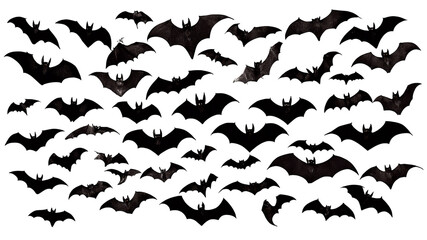 Fototapeta premium Flying bats Halloween illustration on transparent background. 