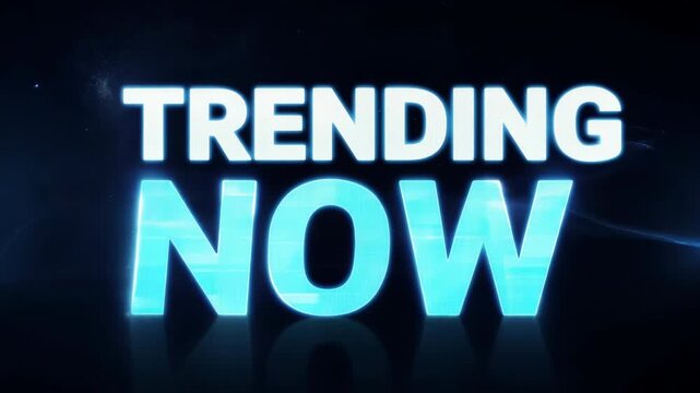 Trending Now text on a dark background, ideal for themes of current events, social media, and popular trends