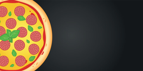 Pizza vector image. Fast food concept. Food for cafe and restaurant. Element for your website design, banners and advertising. Dough, cheese, sauce