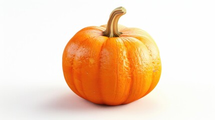 Obraz premium A single orange pumpkin on a clean white surface