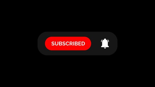 Subscribe and Reminder Button Animation, Subscribing Animation, Animated Subscribe Button on Transparent Background | 4K