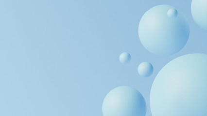 Abstract blue spheres on a light blue background