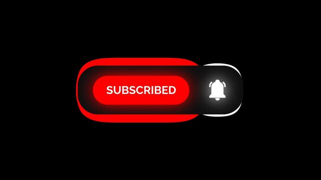 Subscribe and Reminder Button Animation, Subscribing Animation, Animated Subscribe Button on Transparent Background (With Glow) | 4K