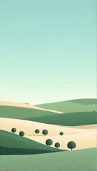 Fototapeta premium Minimalist flat harmony serene scene landscape