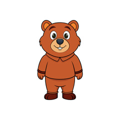 Vector cartoon Bear Clipart illustration On a White Background