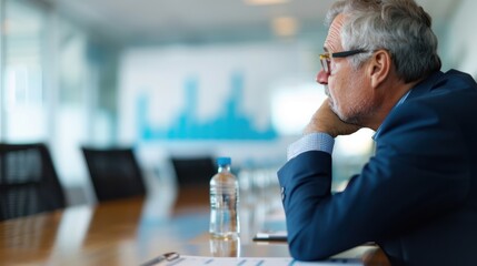 Determined Corporate Leader Facing Financial Challenges in Boardroom Meeting