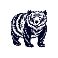 Vector minimalist Bear Silhouette Clipart illustration On a White Background