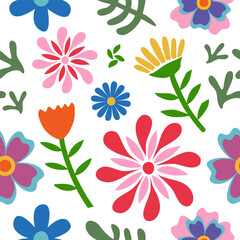 flower floral seamless repeat pattern. this is a  colorful flower vector illustration. Design for decorative, wallpaper, shirts, clothing, tablecloths, blankets, wrapping, texture, textile, fabric  