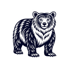 Vector minimalist Bear Silhouette Clipart illustration On a White Background