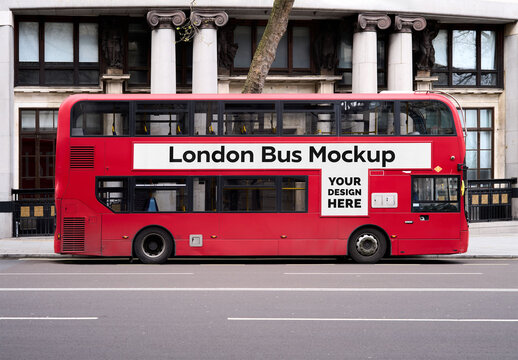 Mockup Of Horizontal Customized Sign On Bus