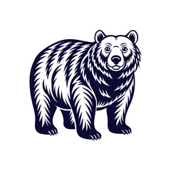 Vector minimalist Bear Silhouette Clipart illustration On a White Background