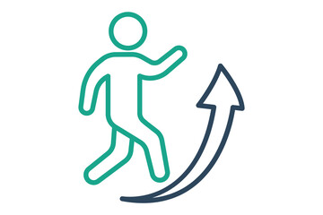 Career icon. people with arrow. icon related to advance . line icon style. business elements vector illustration