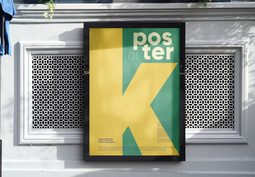 Mockup Of Vertical Customized Poster On Grille