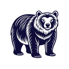 Vector minimalist Bear Silhouette Clipart illustration On a White Background