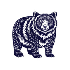 Vector minimalist Bear Silhouette Clipart illustration On a White Background