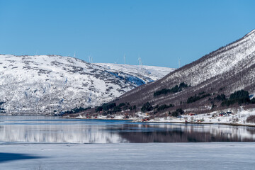 Obraz premium winter landscape in nordfjord area tromso norway