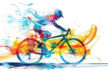Fototapeta premium Abstract colorful illustration of bicyclist