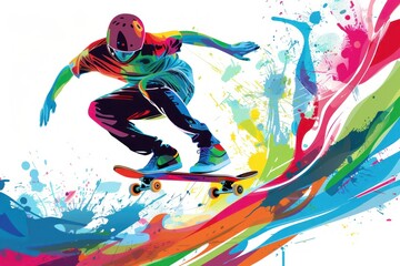 Obraz premium Abstract colorful illustration of skateboarder