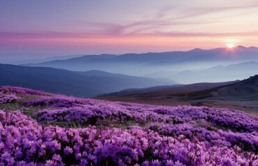 Purple Flowers At Sunset