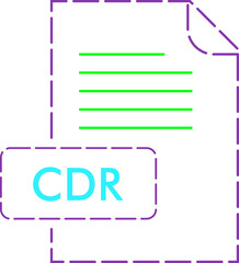 Fototapeta premium CDR File format icon rounded dashed outline