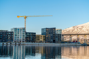 Cityscape around Tromso Norway during sunset