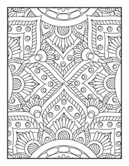 Mandala Coloring Book For Adult. Mandala Coloring Book. coloring page for children and adults. Mandala Coloring Pages. Seamless vector pattern. Black and white linear drawing.