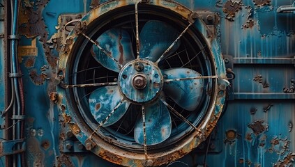 Fototapeta premium Rusty Old Industrial Fan Close-Up