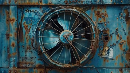 Fototapeta premium Rusty Old Industrial Fan Close-Up