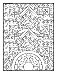 Mandala Coloring Book For Adult. Mandala Coloring Book. coloring page for children and adults. Mandala Coloring Pages. Seamless vector pattern. Black and white linear drawing.