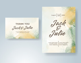 Wedding invitation with abstract watercolor background