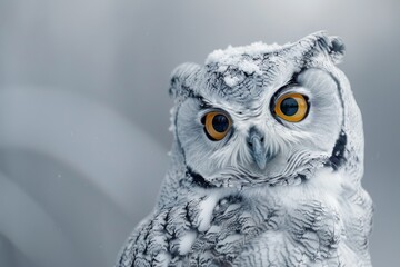 Owl, head tilted inquisitively a minimalist background