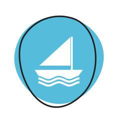 Segel Icon auf blauem Button - Segelboot