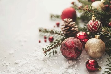 beautiful Christmas tree decorations. copy space. christmas background