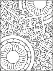 Mandala Coloring Book For Adult. Mandala Coloring Book. coloring page for children and adults. Mandala Coloring Pages. Seamless vector pattern. Black and white linear drawing.