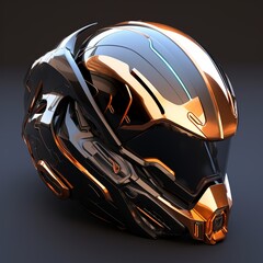 futuristic motorcycle helmet on a dark background. generated ai