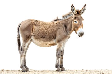 Obraz premium Majestic Donkey Standing Gracefully Against a White Background