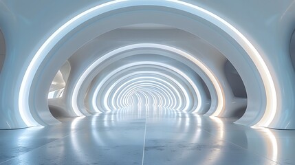 Obraz premium Futuristic Archway Corridor with Soft Lighting and Sleek Design