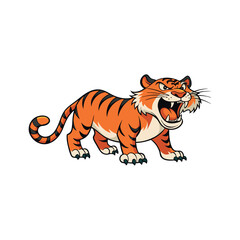 Vector cartoon tiger Clipart illustration On a White Background