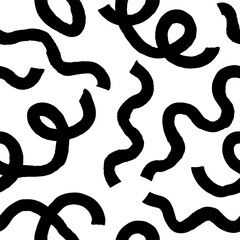 Seamless abstract pattern with squiggles and scribbles. Weaved curved lines. Chaotic ink scribbles decorative texture. Messy doodles, wavy and curly lines.