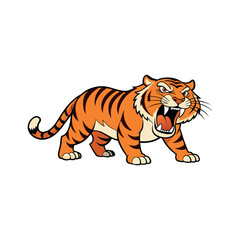 Vector cartoon tiger Clipart illustration On a White Background