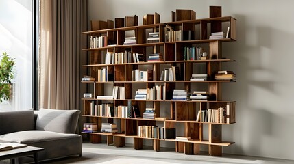 Compact Modular Bookshelf for Space-Saving Home Library or Office Storage