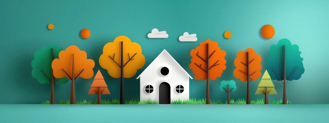Green home energy-efficient features flat design illustration
