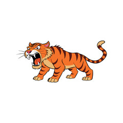 Vector cartoon tiger Clipart illustration On a White Background