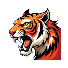 Vector cartoon tiger Clipart illustration On a White Background