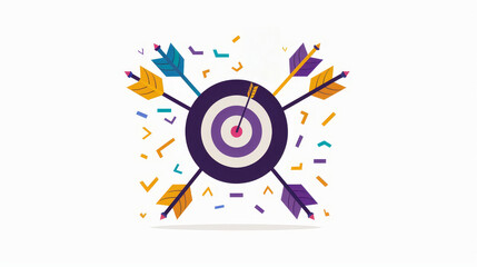A vibrant illustration of a target surrounded by colorful arrows, representing focus, achievement, and goal setting.