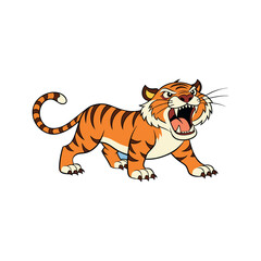 Vector cartoon tiger Clipart illustration On a White Background